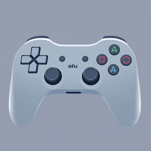 Create a high-resolution digital illustration of a modern gaming controller with a sleek gray design, emphasizing the texture and color contrast on the buttons, using a Canon EOS R5 camera, aperture f/2.8, ISO 100, 50mm focal length, taken from a 45-degree angle with soft lighting for depth and clarity.