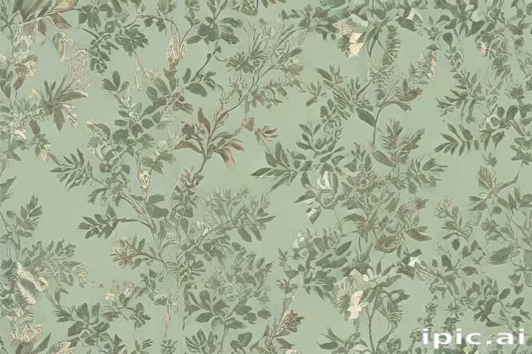 Elegant Floral Pattern with Soft Green Background and Delicate ...