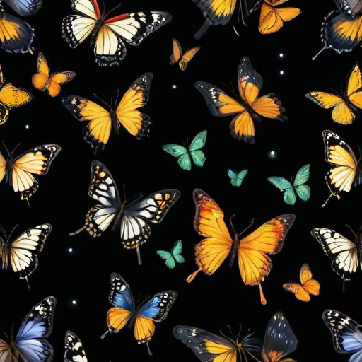 butterflies in black background