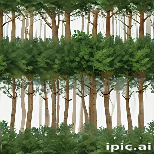A Lush Green Forest Scene with Tall Trees and Dense Foliage.