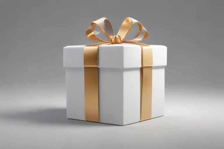 Elegant White Gift Box Tied with a Beautiful Golden Ribbon Bow