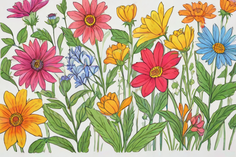 color drawing flowers