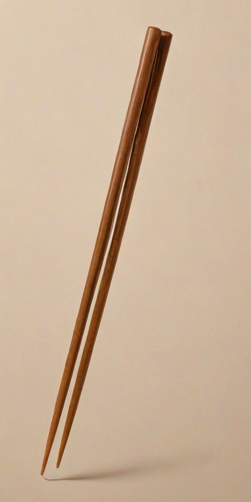 draw a brown chopstick leaning at an angle with a simple background