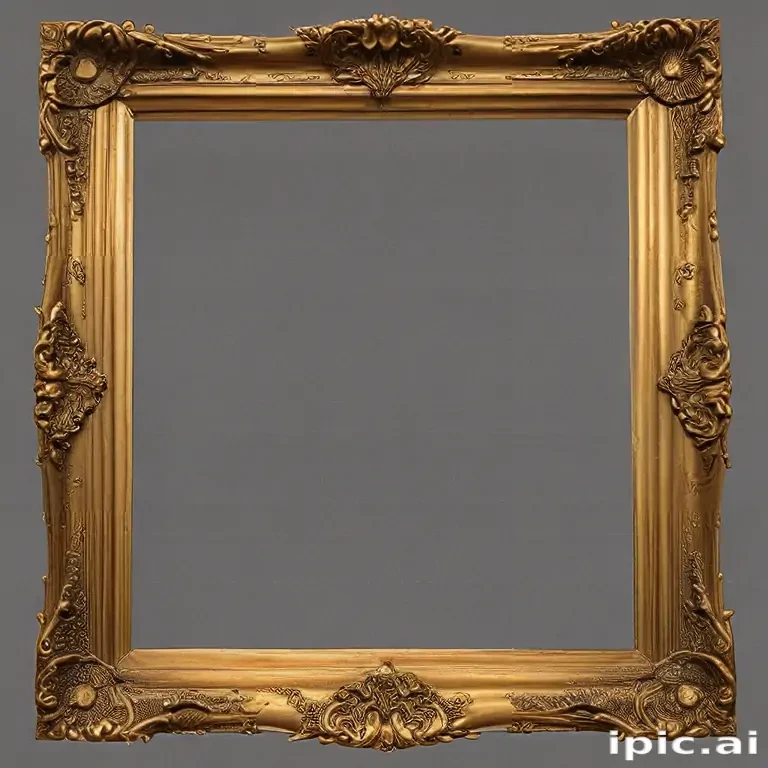 rectangle gold frame png