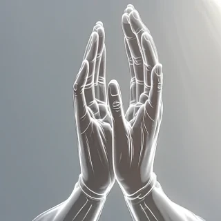 transparent praying hands