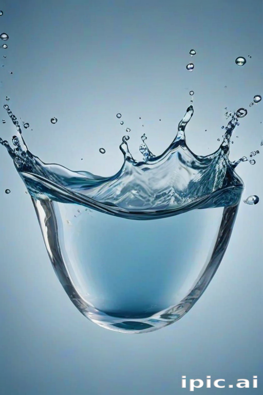 Dynamic Splash of Water Creating Ripples in a Clear Glass Bowl