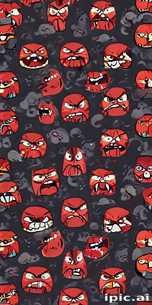 Colorful Pattern Featuring Various Angry Faces with Unique Expressions ...