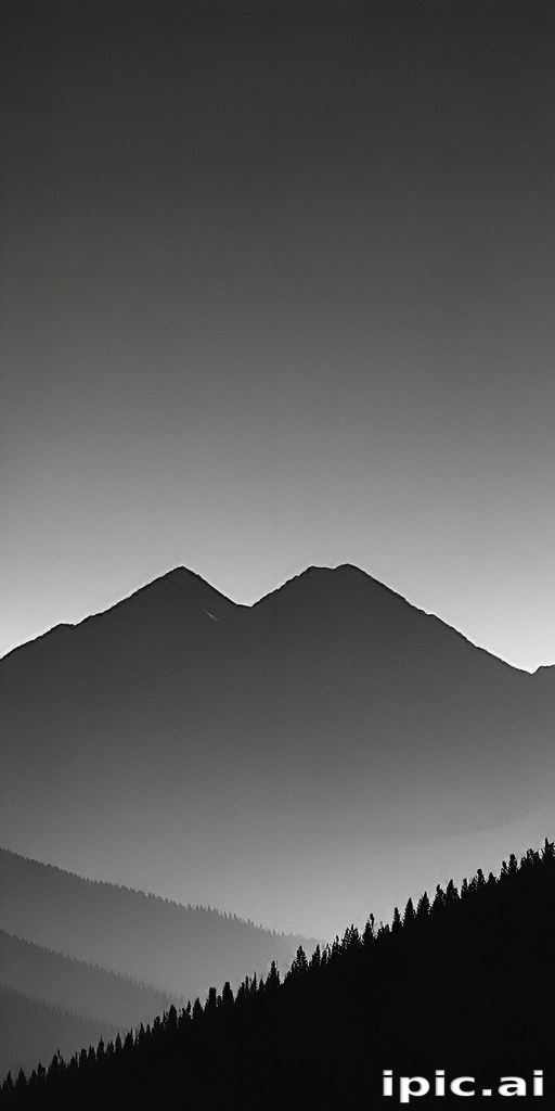 Majestic Black and White Mountain Landscape with Layered Silhouettes ...