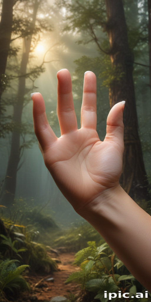 Reaching Out to Nature: A Hand in an Enchanted Forest