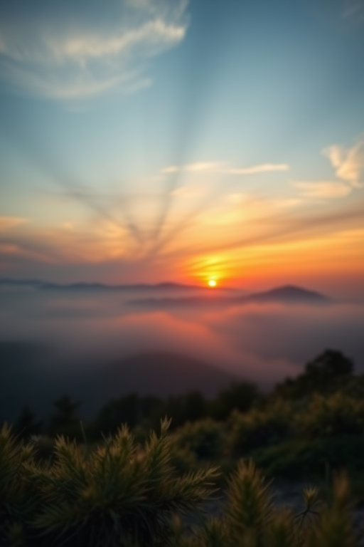 Capture a high-resolution close-up of a serene landscape at sunrise, ISO 100, f/8 aperture, 1/200 sec shutter speed, wide-angle lens, DSLR camera, natural light.