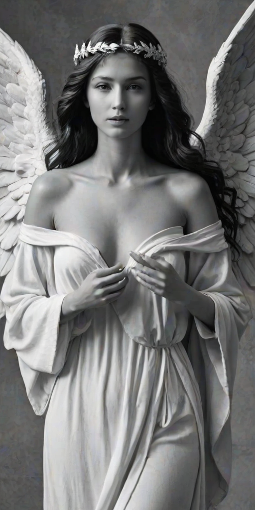 black and white angel