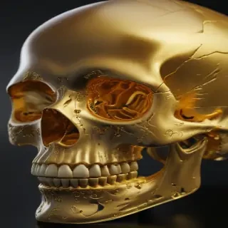 transparent gold skull