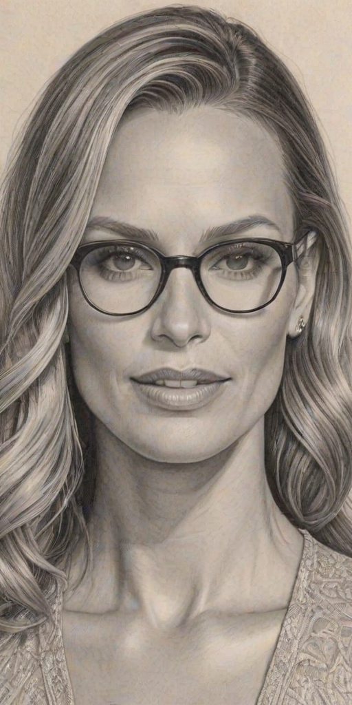Radiant Molly Sims, pencil sketch, portrait of Dazzling woman 1923s in glasses, hair style beatnik, outline, clear lines, fine lines, 8k