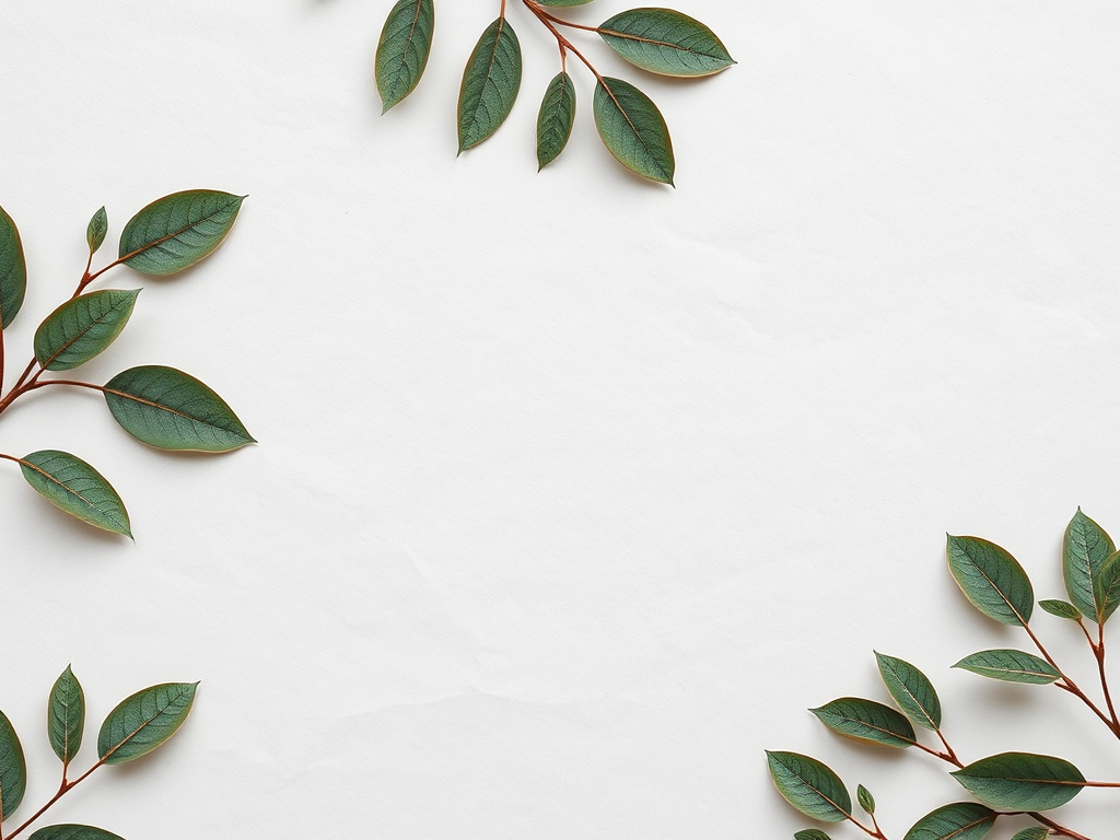 Regenerate a textured paper background with subtle leaf patterns, capturing soft natural lighting, using a DSLR camera with a 50mm lens at f/2.8, ISO 100, and a shutter speed of 1/60s, in a flat lay style from a top-down view to enhance image quality.