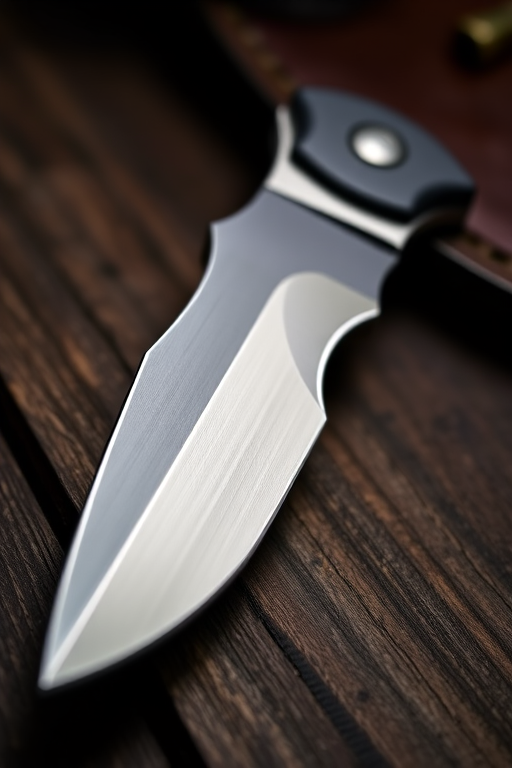 Create a high-resolution close-up image of a knuckle duster knife with a shiny blade and matte grip, using a DSLR camera with a 50mm lens, f/2.8 aperture, ISO 100, and a softbox for even lighting.