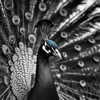 peacock black and white