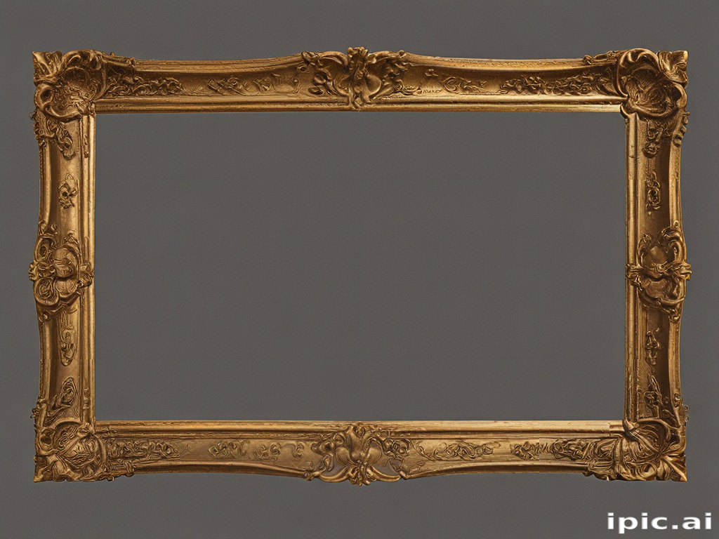 Ornate Golden Picture Frame with Intricate Decorative Designs and Patterns