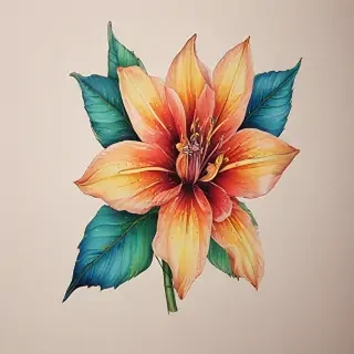 flower drawing with color