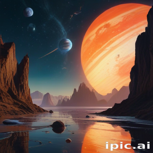 Stunning Cosmic Landscape Featuring a Majestic Orange Planet and ...