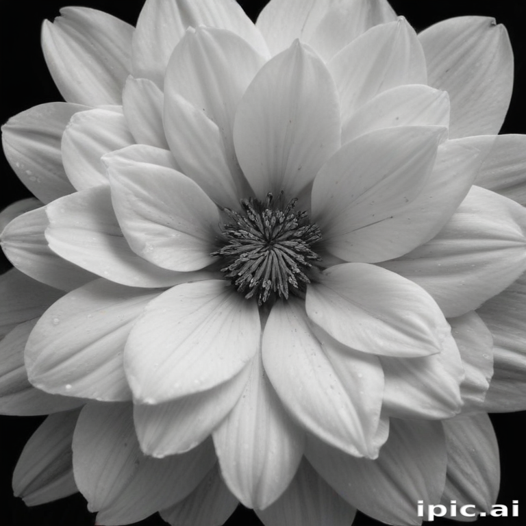 Beautiful Black and White Close-Up of a Delicate Flower Blooming Gracefully