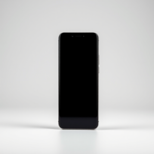 Create a high-resolution image of a smartphone with a clean screen, using a 50mm lens at f/1.8, ISO 100, 1/125 sec, frontal view, soft lighting, and a modern photography style.