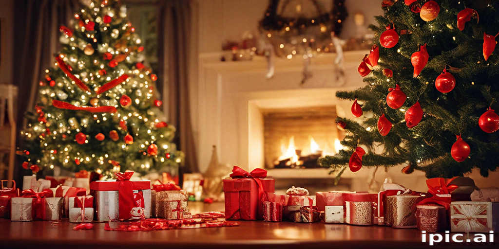 Cozy Christmas Scene with Beautifully Decorated Trees and Festive Gifts