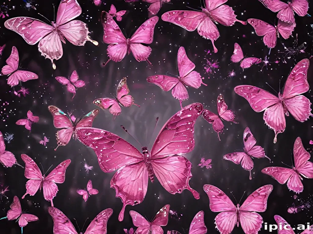 glitter pink butterfly wallpaper