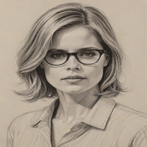 Sublime Kim Dickens, pencil sketch, portrait of Sublime woman 1961s in glasses, hair style beatnik, outline, clear lines, fine lines, 8k