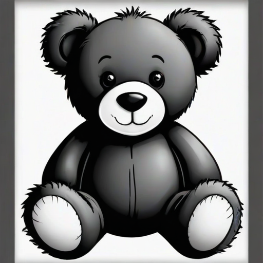teddy bear clipart black and white