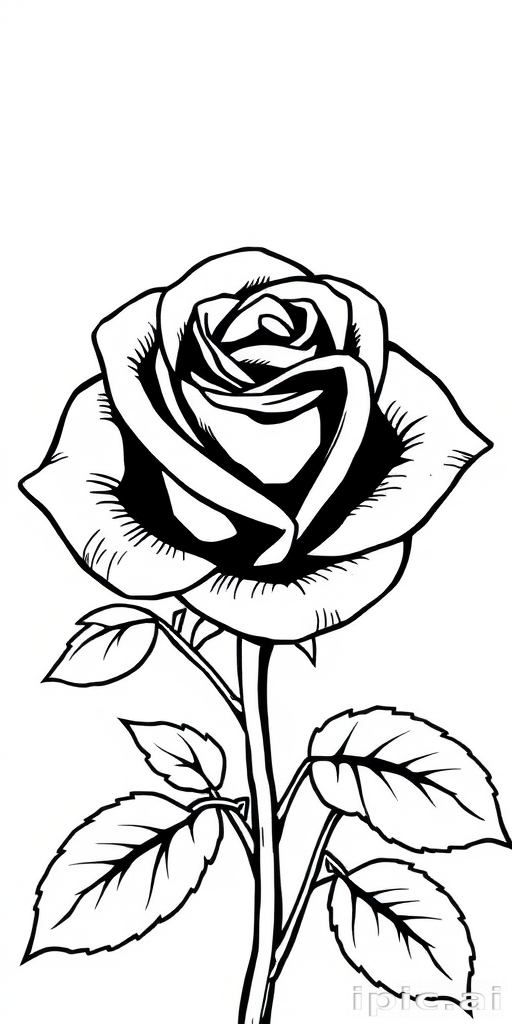 rose clip art black and white