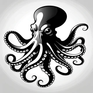 octopus clip art black and white