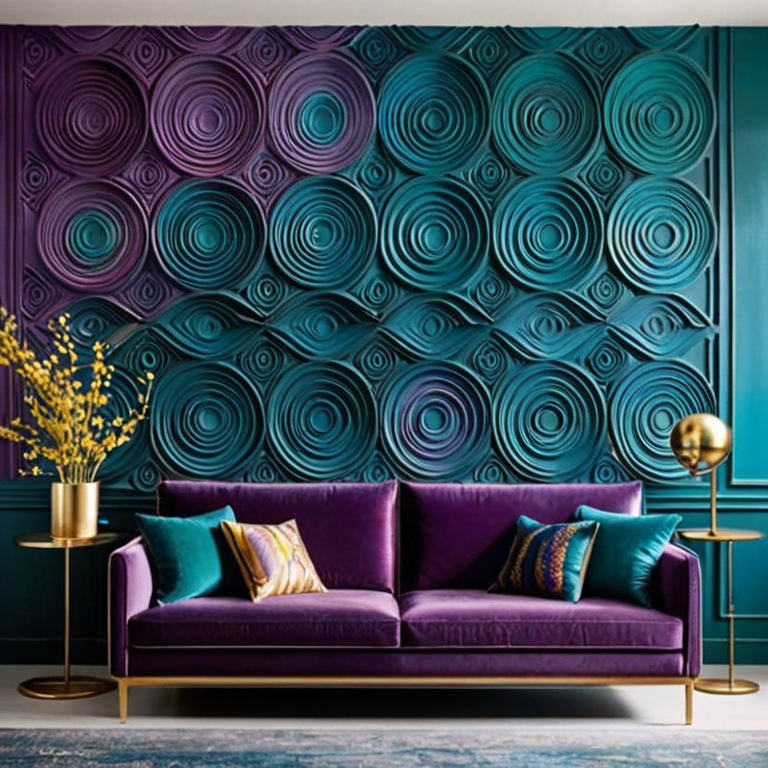 wall design, abstract, vibrant colors and intricate patterns, essence ...