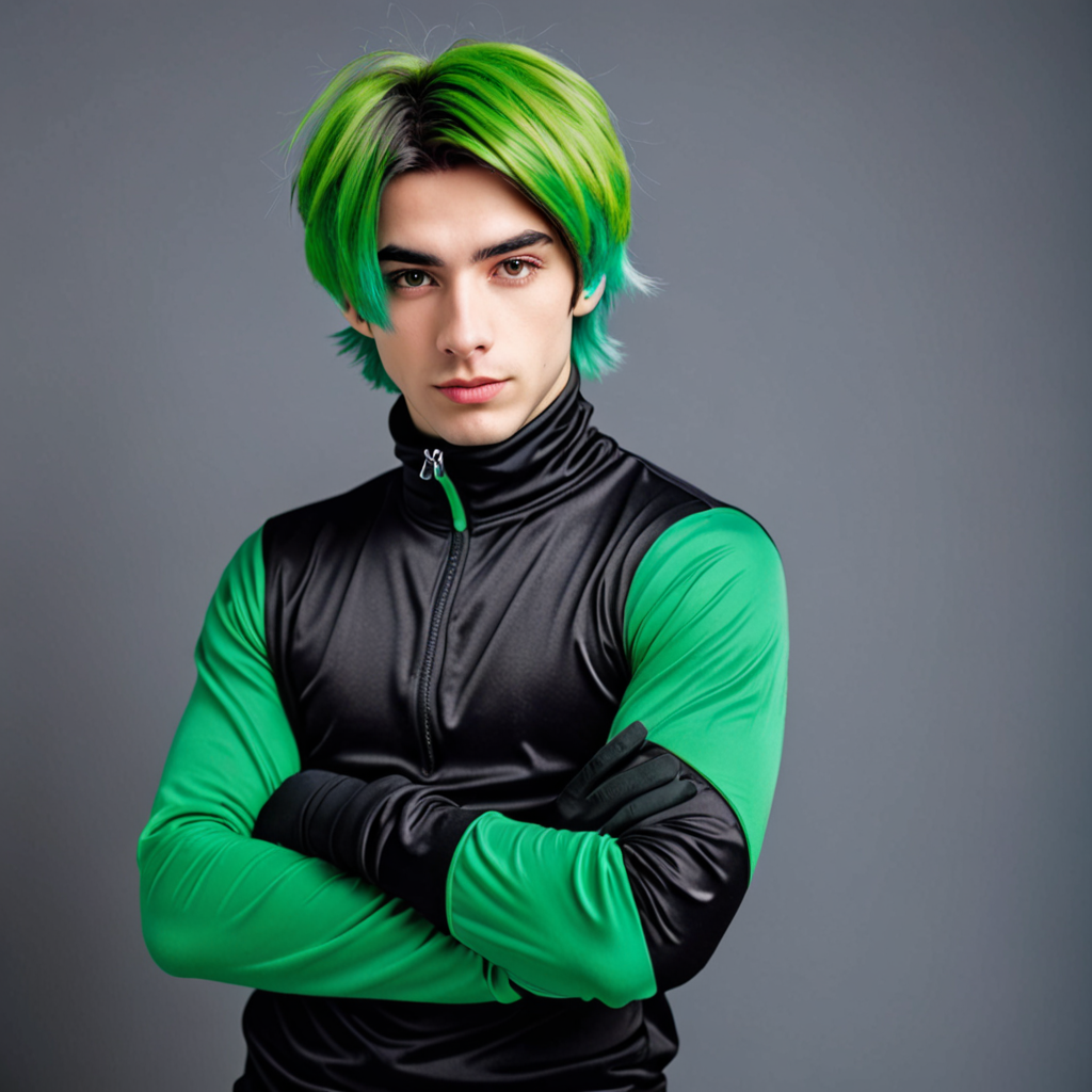 Free Ai Image Generator - High Quality and 100% Unique Images - iPic.Ai —  Handsome and slim emo boy with dyed Green hair and skiing clothes and  nitrile gloves