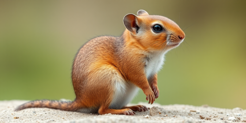 Create a high-resolution illustration of a small brown rodent with smooth fur, sitting in profile, using a DSLR camera with a 50mm lens at f/2.8, set to ISO 100, captured in natural light for enhanced detail and clarity.