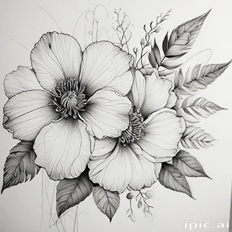 flower line work