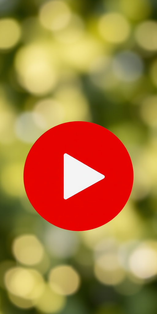 Create a high-resolution image of a red circular logo featuring a white play button in the center, captured with a DSLR camera using a 50mm lens, f-stop at 2.8, ISO 100, with a slight bokeh background for depth, in natural lighting.