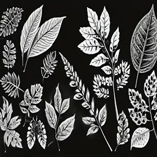 leaves clip art black and white