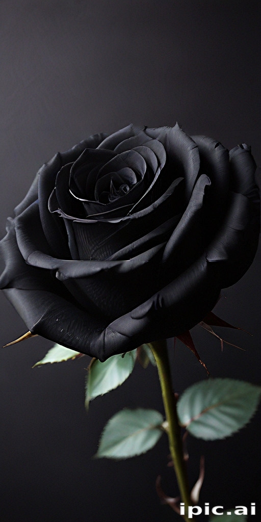 Elegant Black Rose Displaying Intricate Petals Against a Dark Background