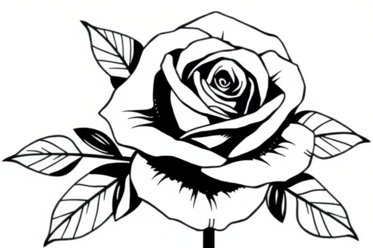 black and white rose clip art