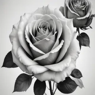 roses clipart black and white