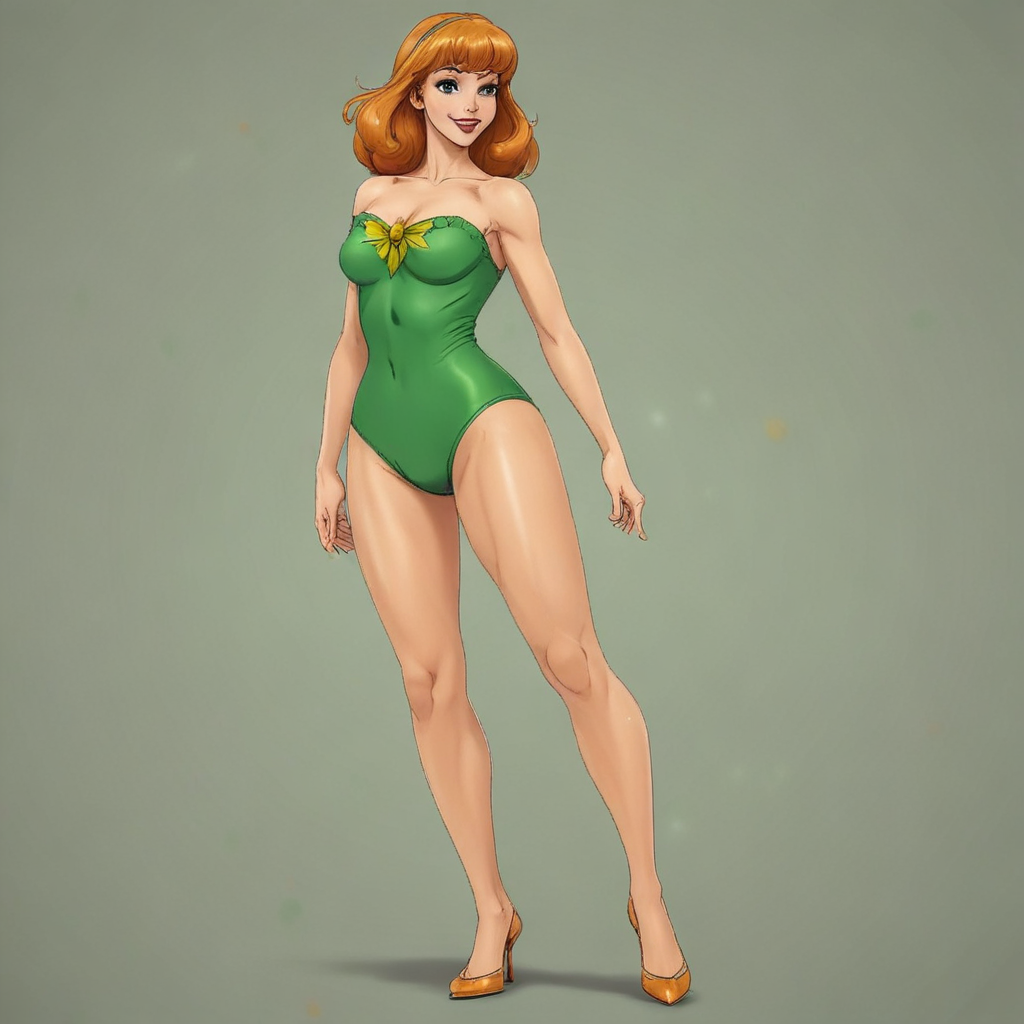 Ai Image Generator - Ai Art Generator - High Quality and 100% Unique Images  - iPic.Ai Daphne Blake from the Scooby-Doo cartoon in green strapless  christmas leotard. Feet visible. Anime style. Lined