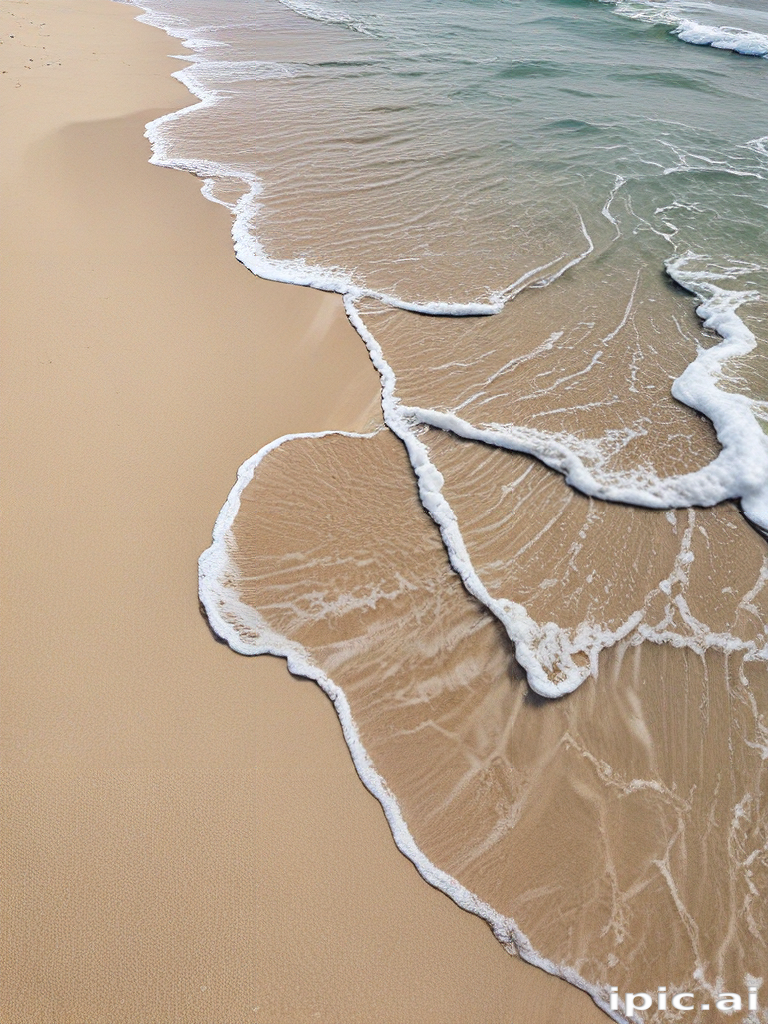 Gentle Waves Lapping Against the Soft Sandy Shore on a Sunny Day