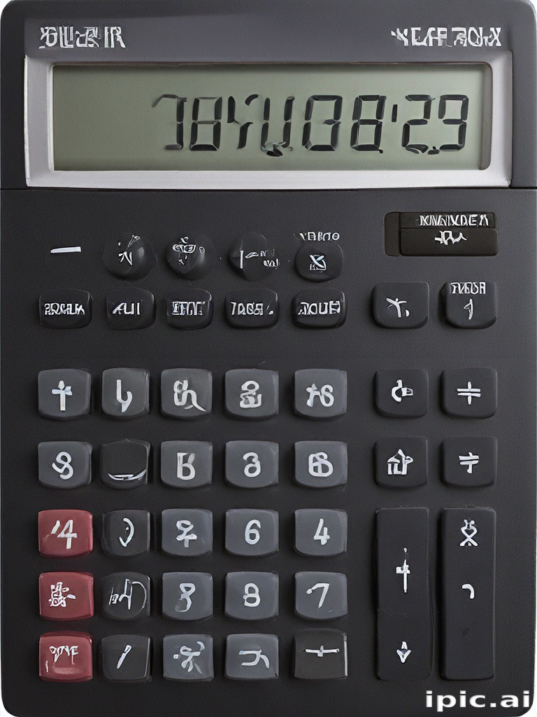 Calculator Displaying Numbers with Unique Symbols and Complex Design ...