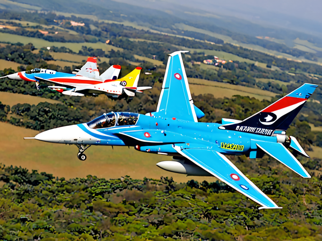 Aviões de combate lutando contra artilharia pesada