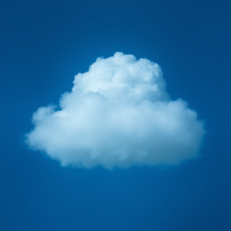 Create a soft, stylized blue cloud with varying circular shapes on its surface, captured with a DSLR camera at f/4, ISO 100, and a 50mm lens, with a shallow depth of field for a dreamy effect.