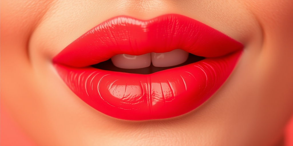 Vibrant coral lips with a satin finish, radiating warmth and energy, featuring a gradient effect that adds depth and dimension to the lip color