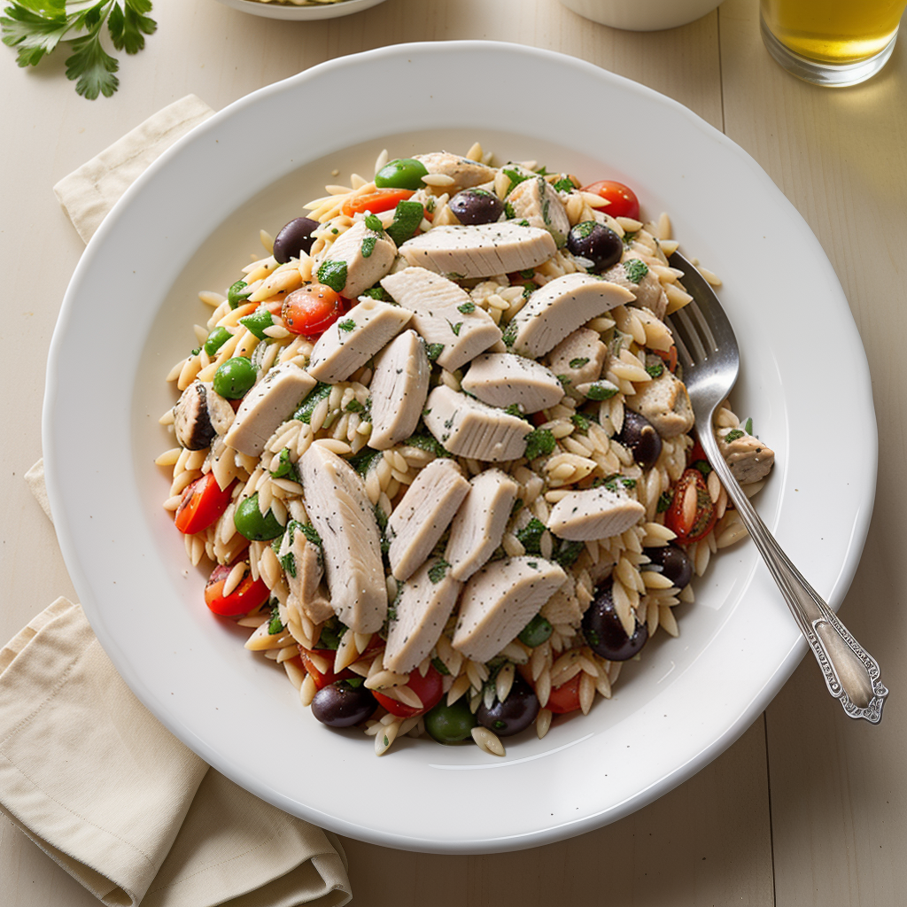 greek orzo salad with chicken