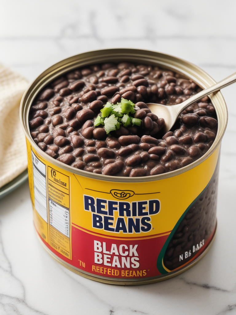 refried black beans in a can