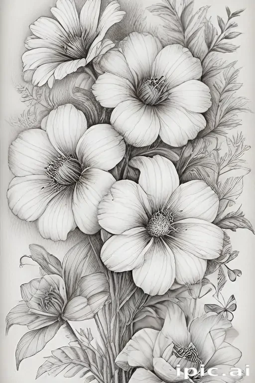 pencil drawn flowers