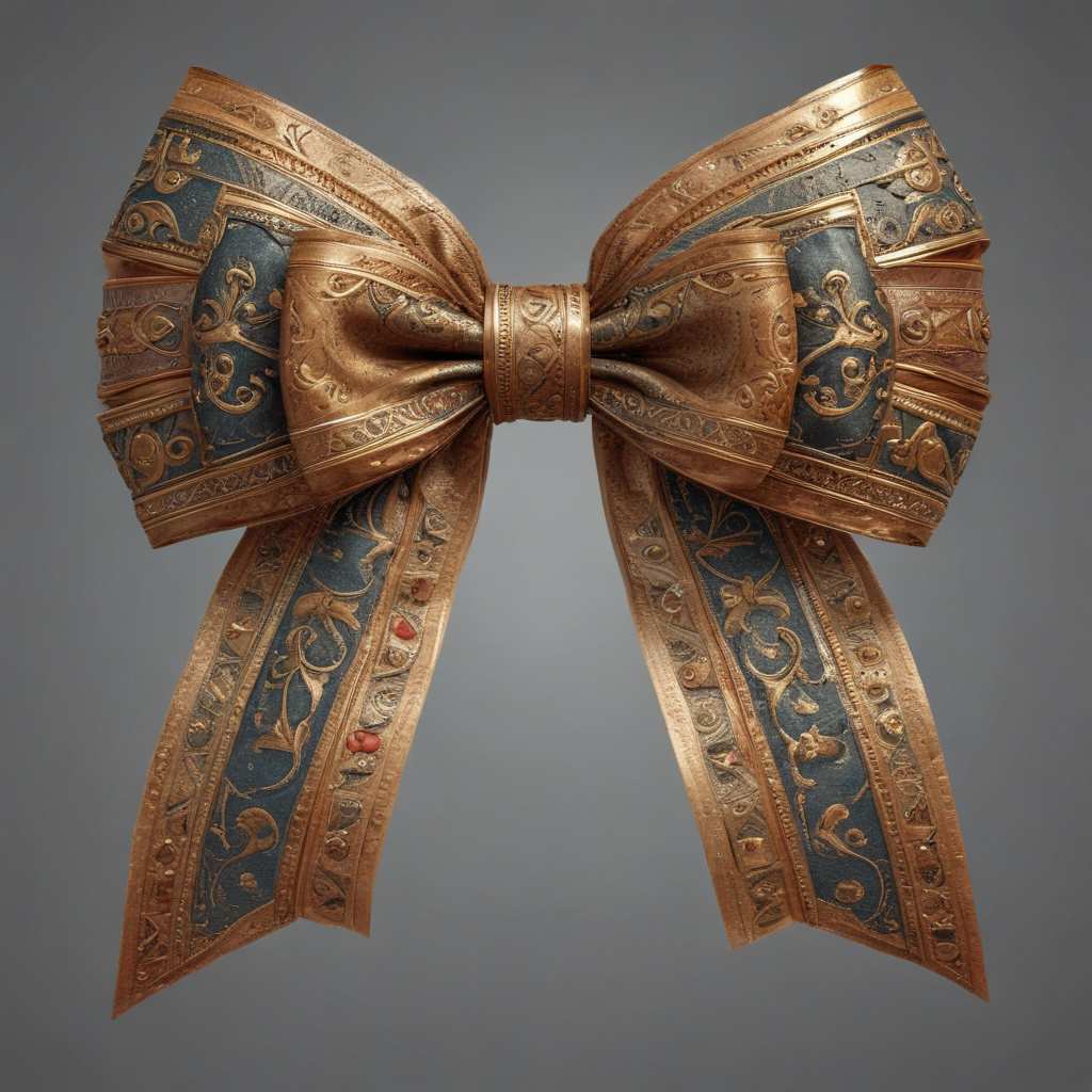 A Beautifully Crafted Golden and Blue Decorative Bow with Intricate ...